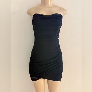 Elegant Black Corset Ruched Mini Dress- Small